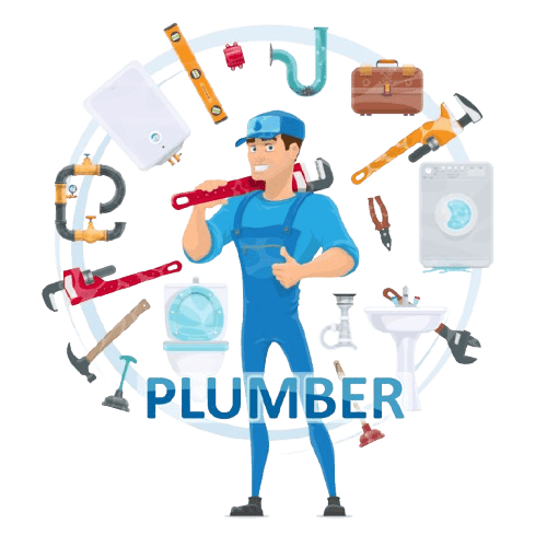 Cartoon Plumber with Tools
